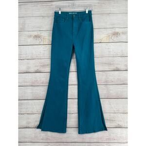 Idyllwind Split Hem Super Flare Jeans Womens 4 Turquoise Blue Stretch